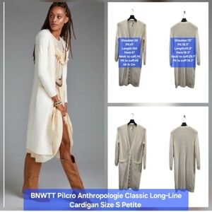 BNWTT Pilcro Anthropologie Classic Long-Line Cardigan Size S Petite